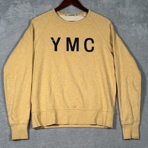 YMC Sweatshirt Mens Small Yellow Crewneck Pullover Cotton Casual‎ Streetwear
